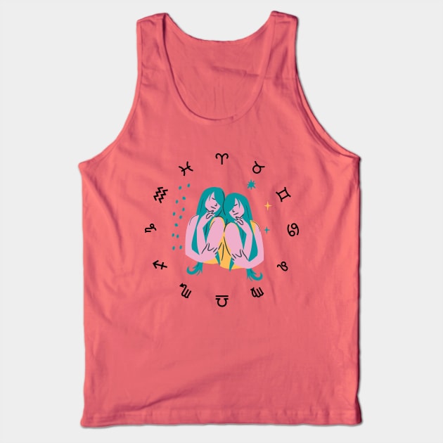 Gemini Zodiac Sign Tank Top by Natalie C. Designs 